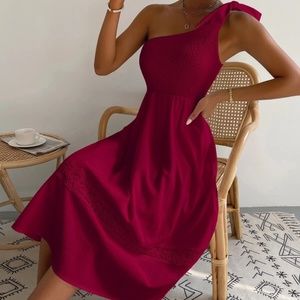 Boho One Shoulder Lace Minimalist Dress